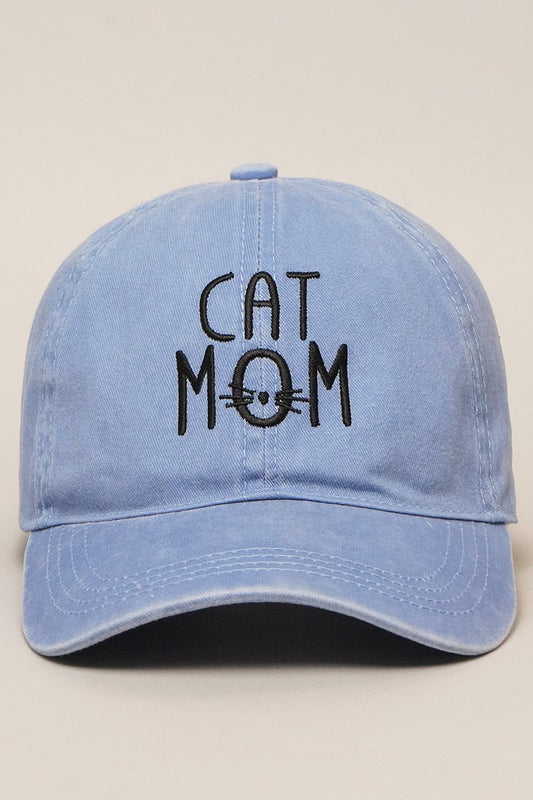 Cat Mom Embroidered Baseball Cap (denim)