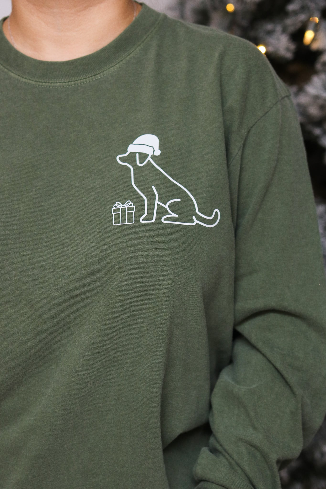 Dog Sleigh Team Long Sleeve Graphic Tee (olive)