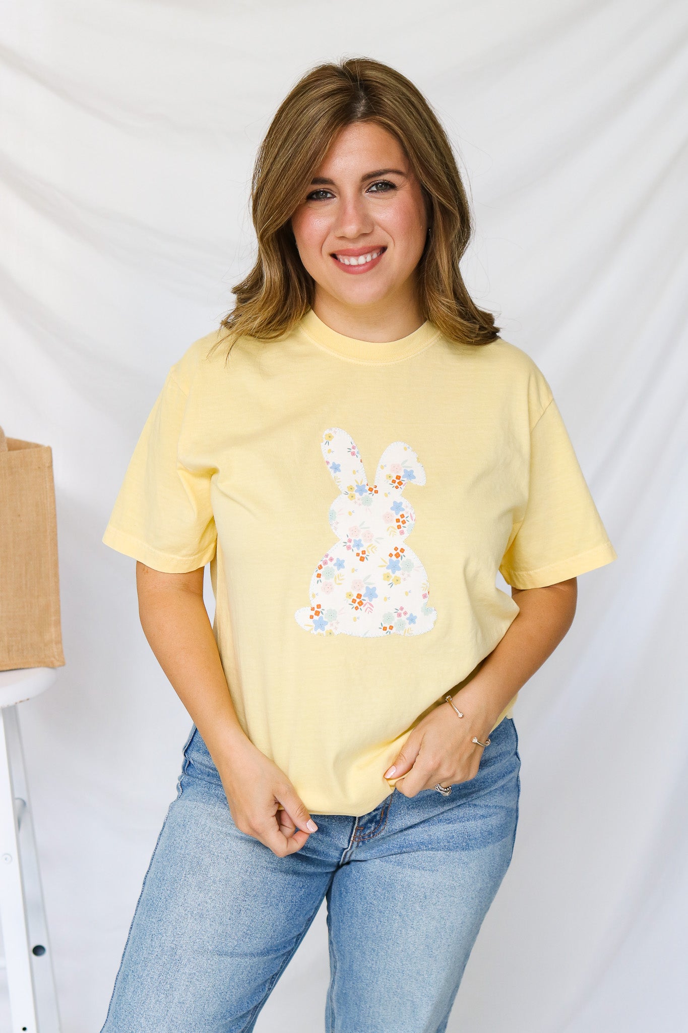 Floral Bunny Stitched Graphic Tee