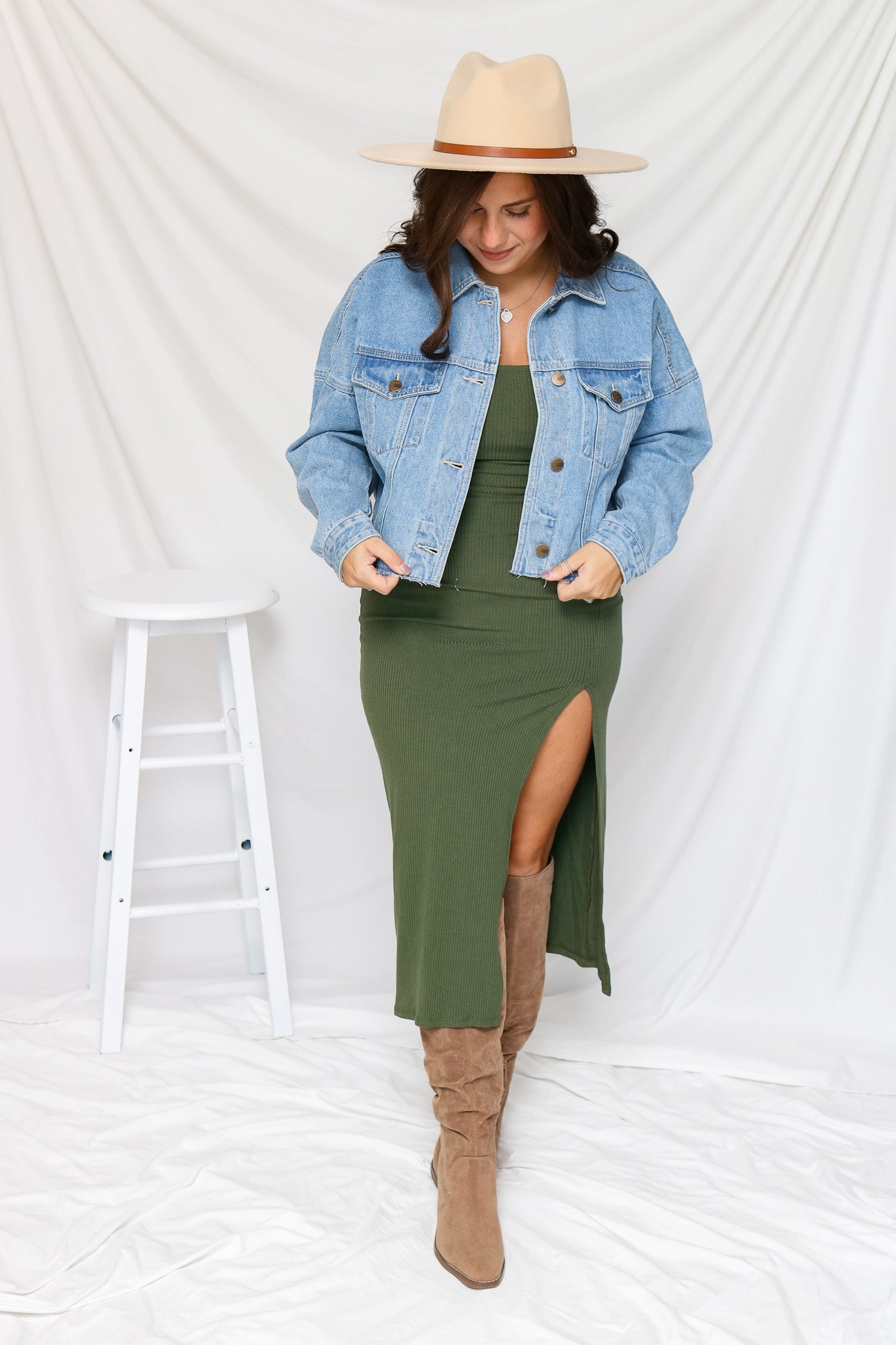 On The Move Midi Dress (olive)