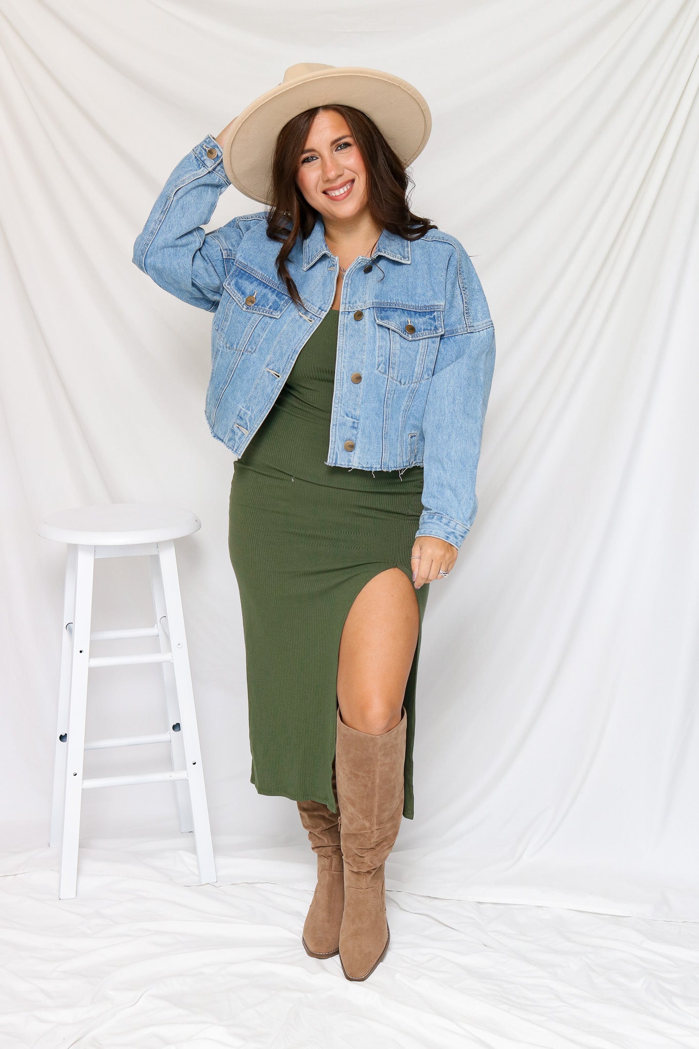 On The Move Midi Dress (olive)