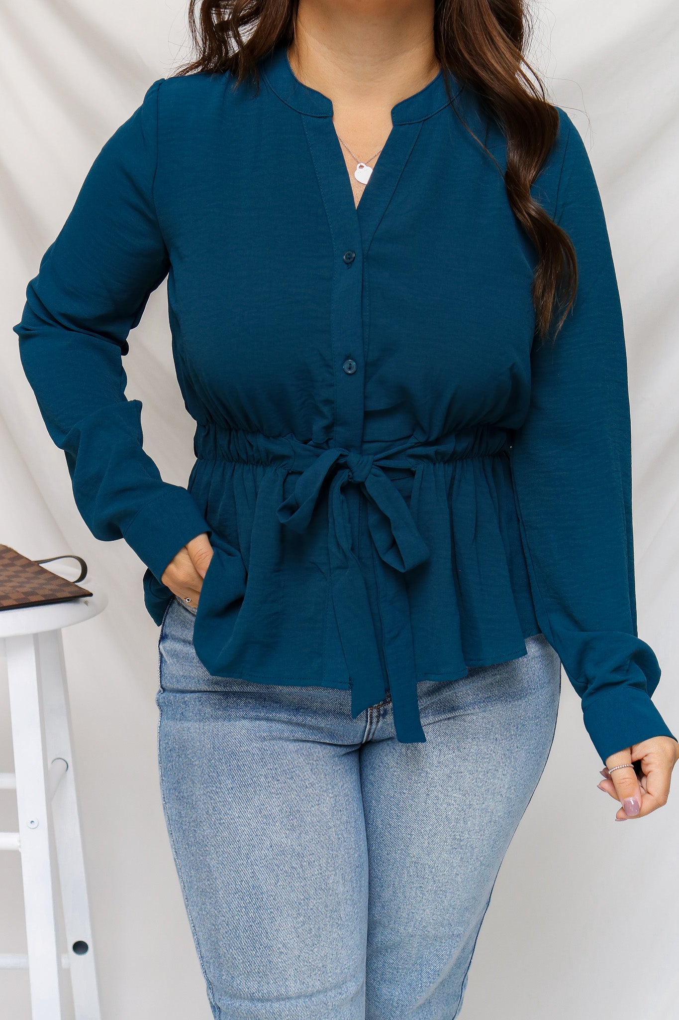 Everyday Chic Tie Front Top (teal)