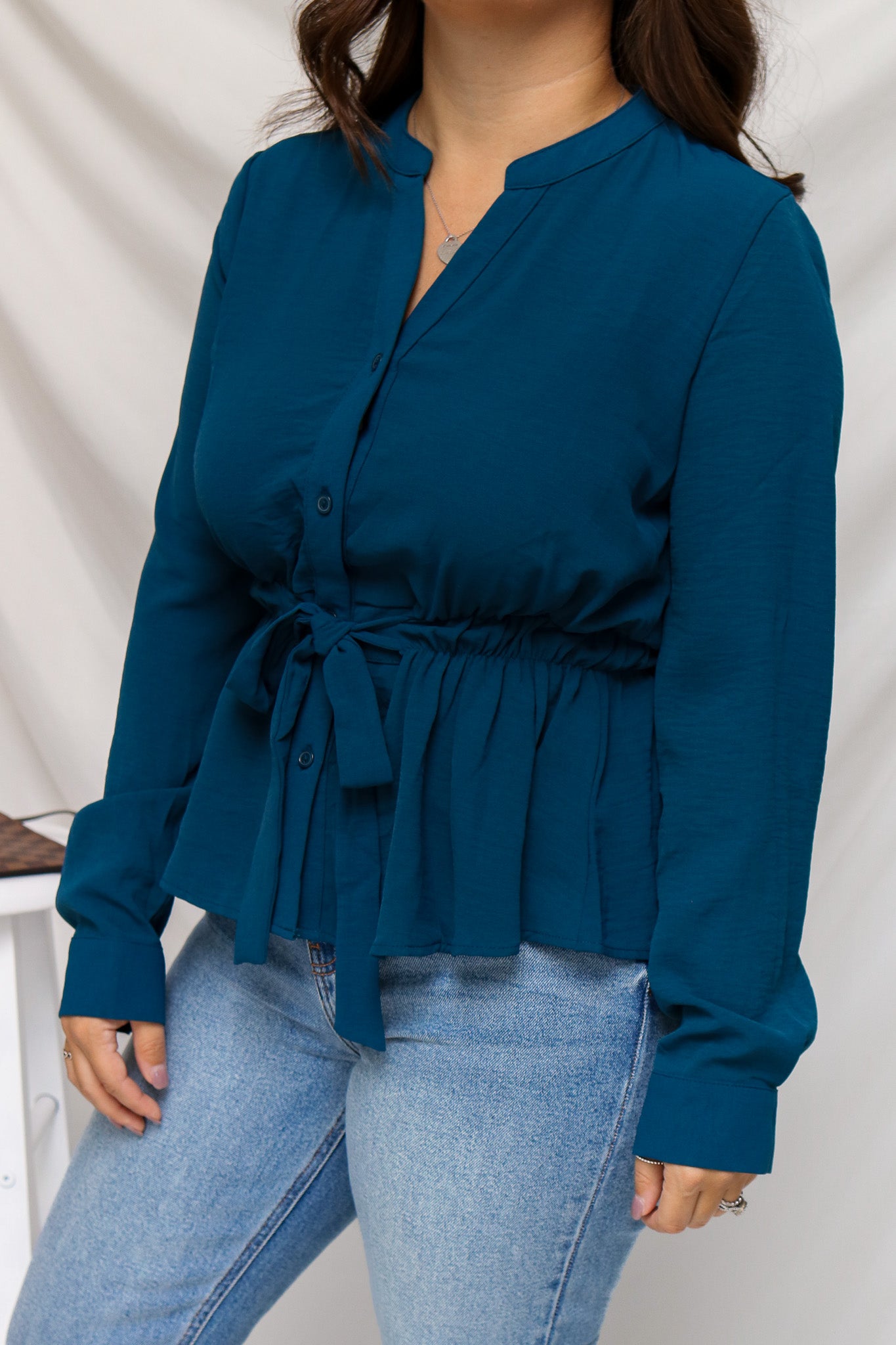 Everyday Chic Tie Front Top (teal)
