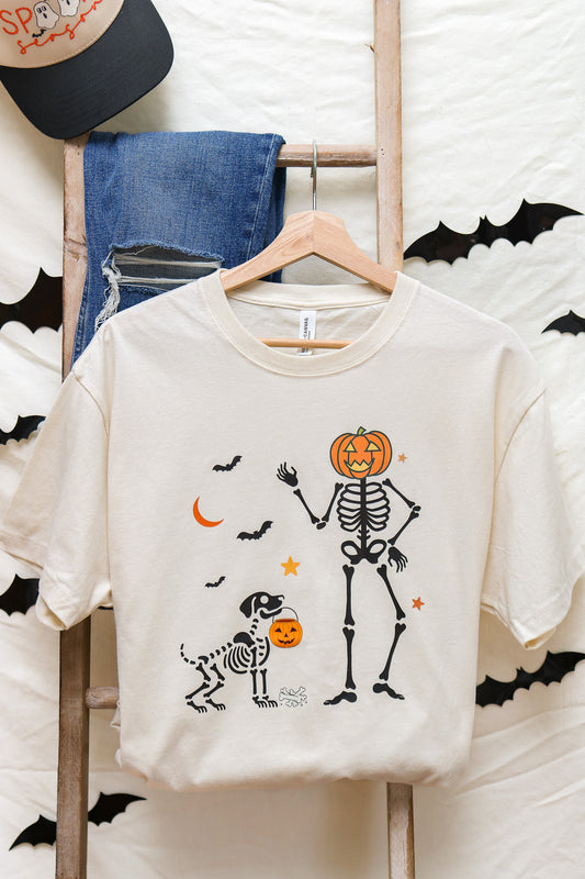Dog And Human Skeleton Graphic Tee