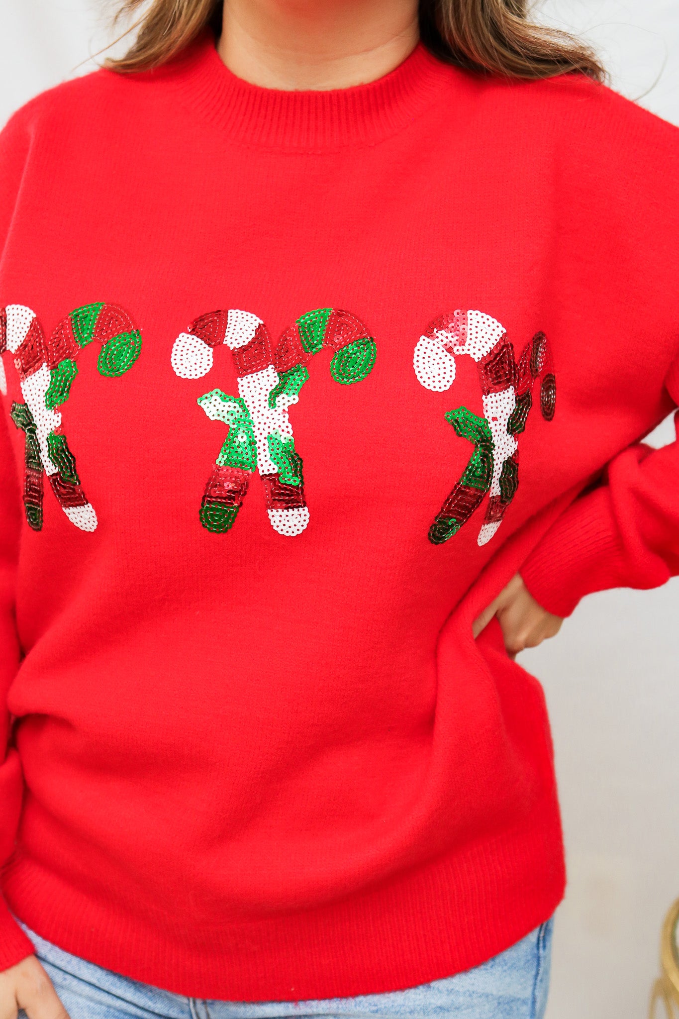 Candy Cane Sequin Sweater