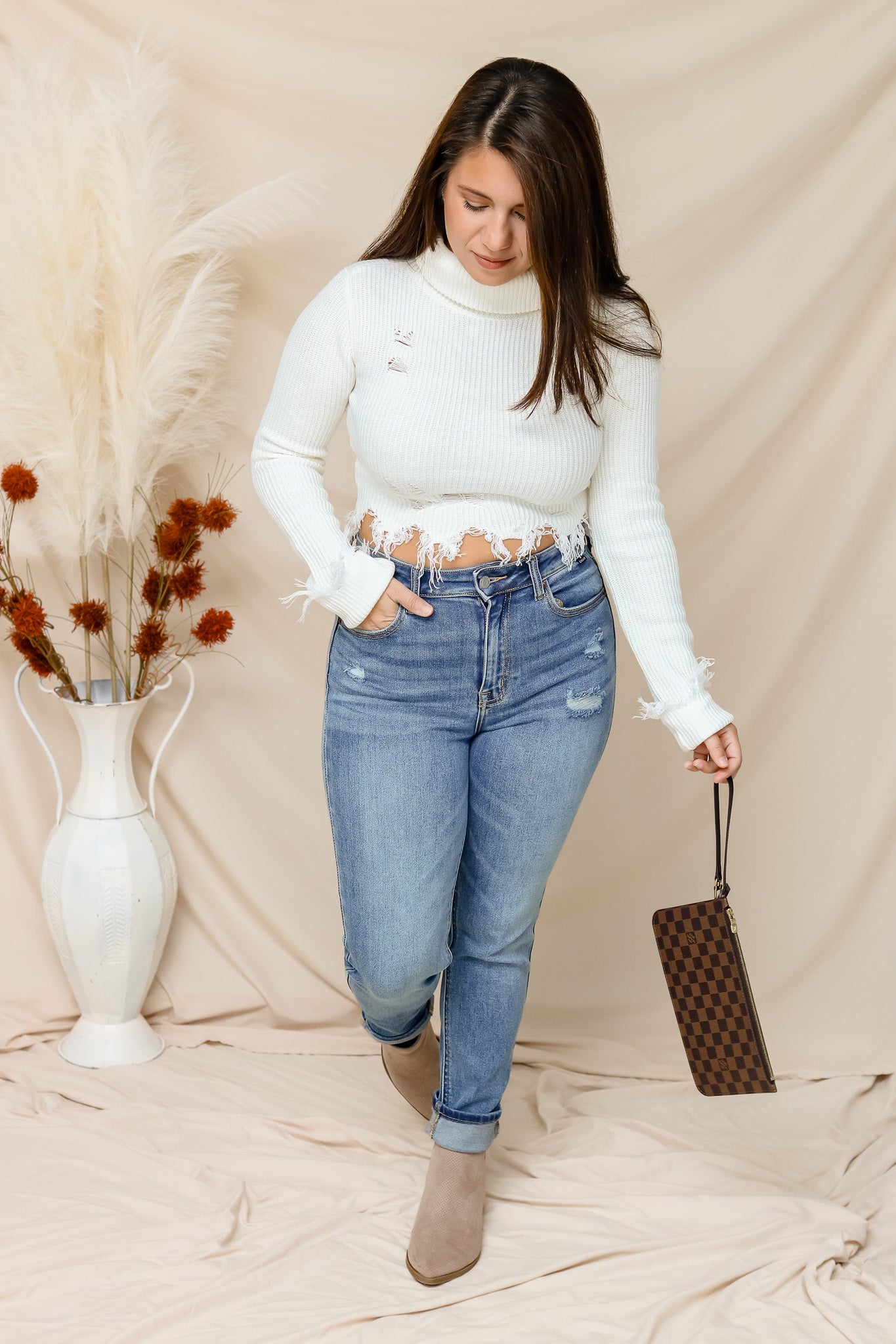 Cozy Up Turtleneck Cropped Sweater (ivory)