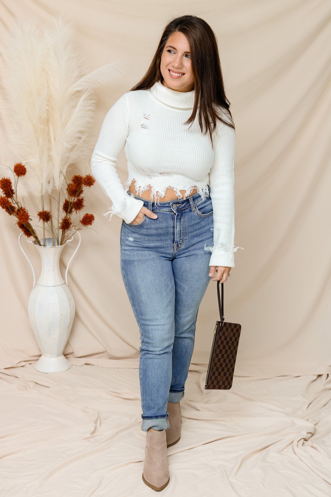 Cozy Up Turtleneck Cropped Sweater (ivory)