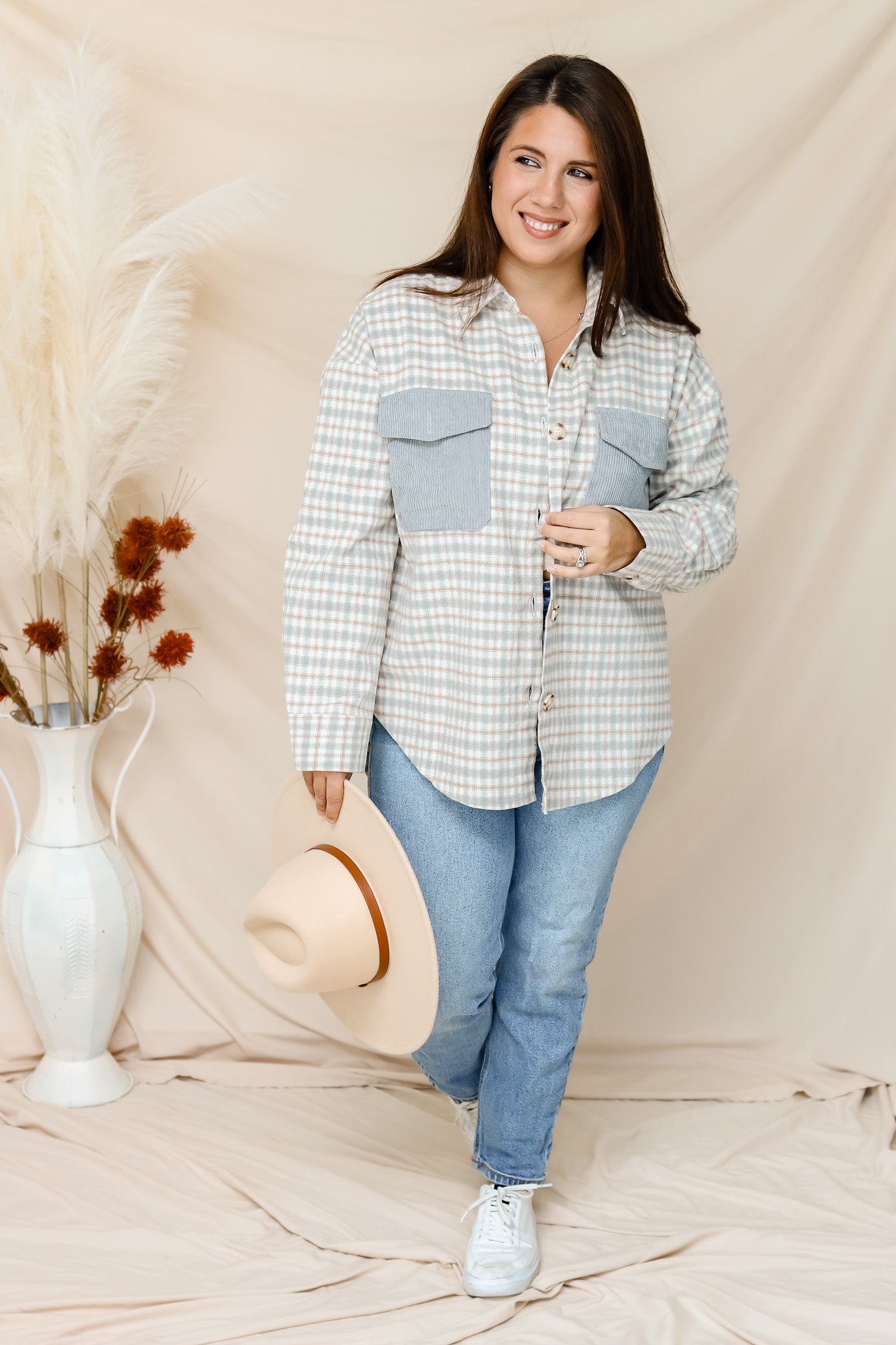 Small Town Shacket (blue)