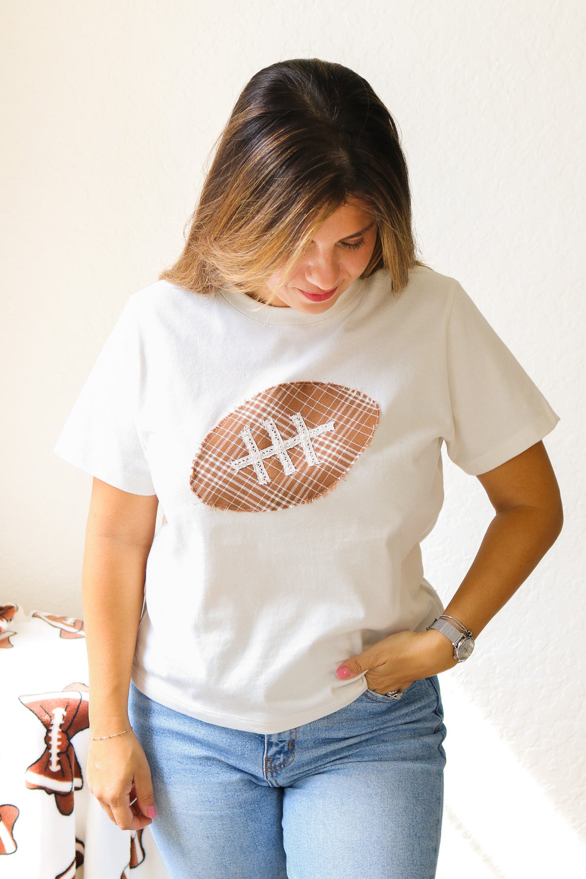 Plaid Lace Football Tee