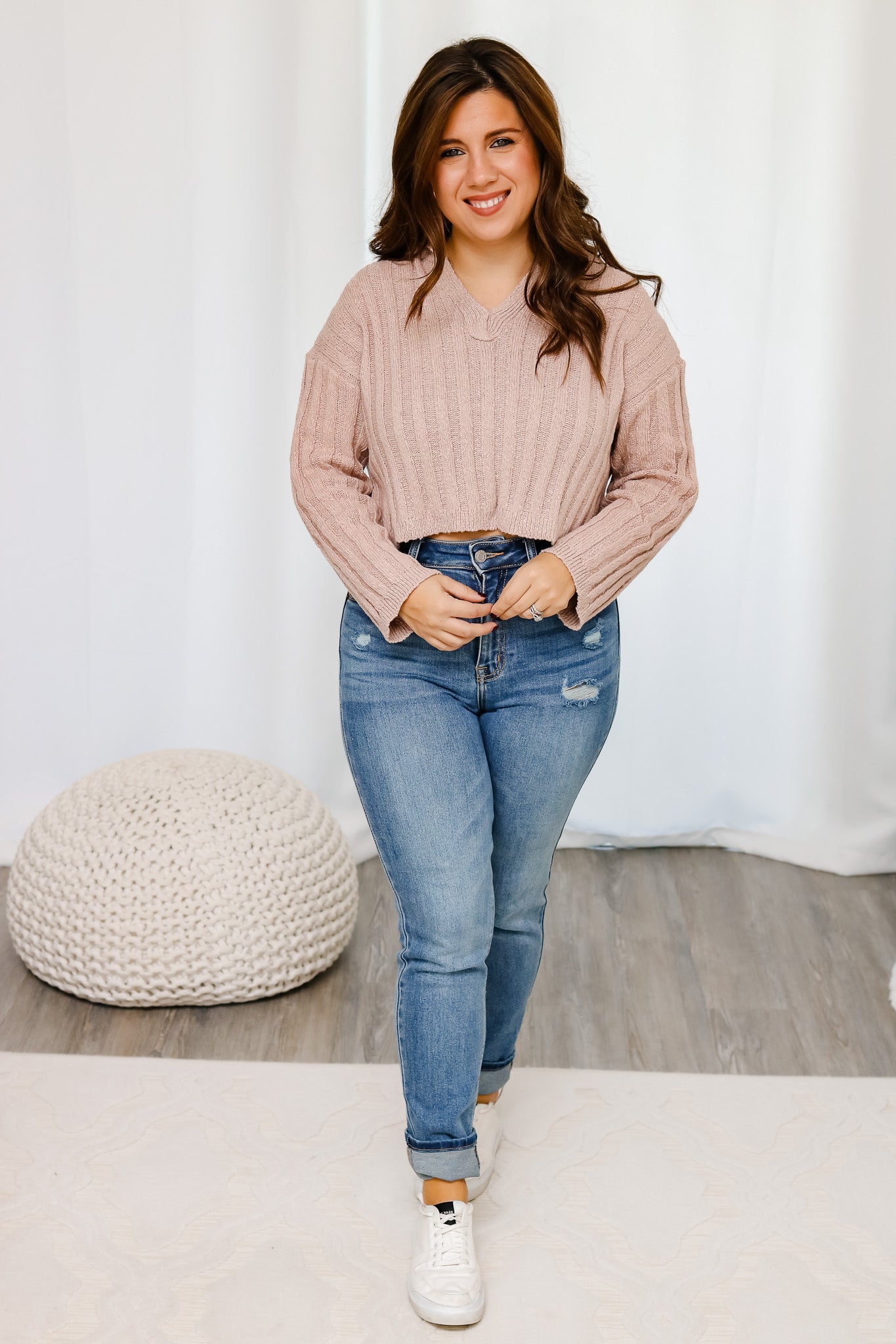 Basically Yours Cropped Sweater (rose)