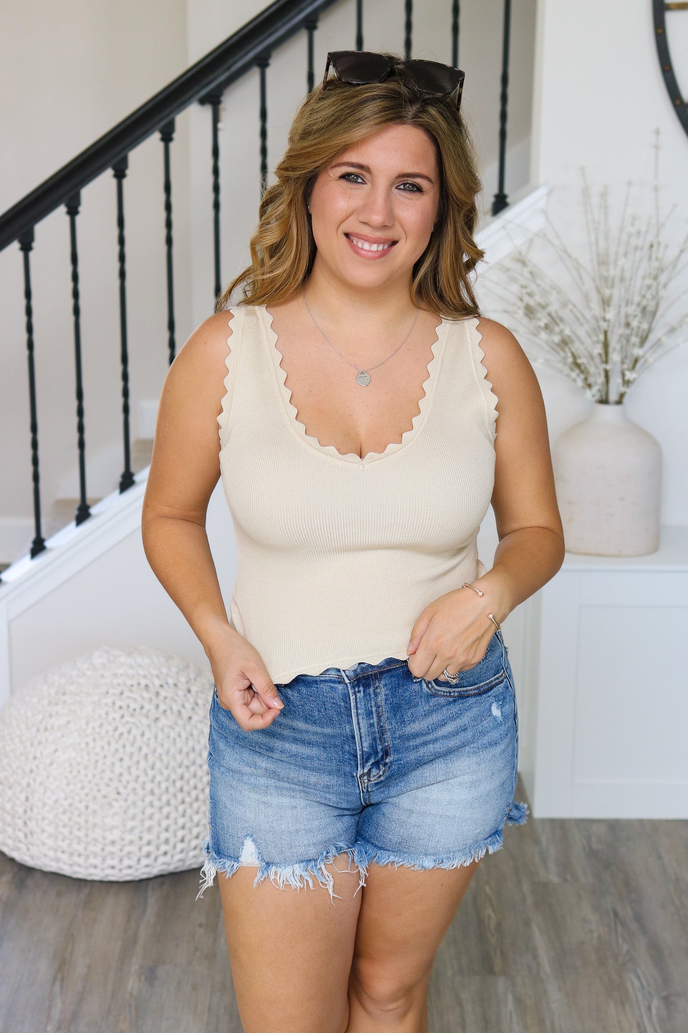 Simply Chic Scalloped Tank Top (cream)