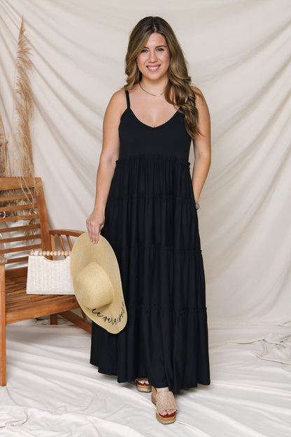 Time Goes By Ruffle Maxi Dress (black)