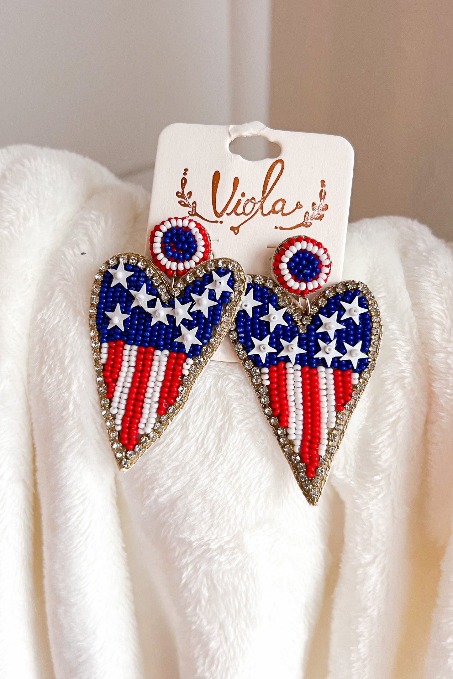 American Flag Heart Earrings