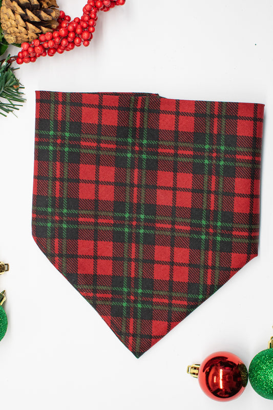 Red And Green Plaid Christmas Bandana