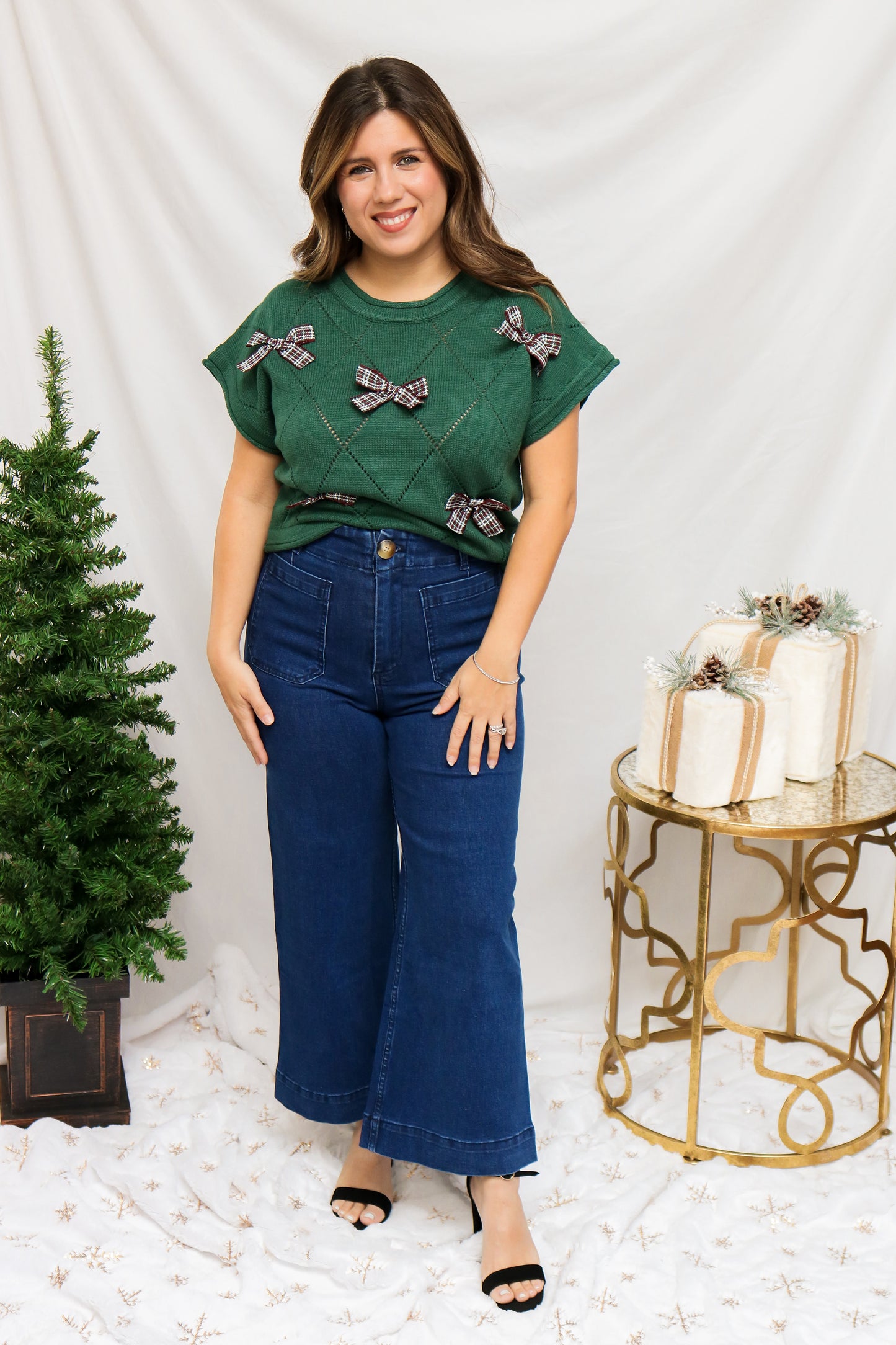 Bows For Christmas Sweater Top