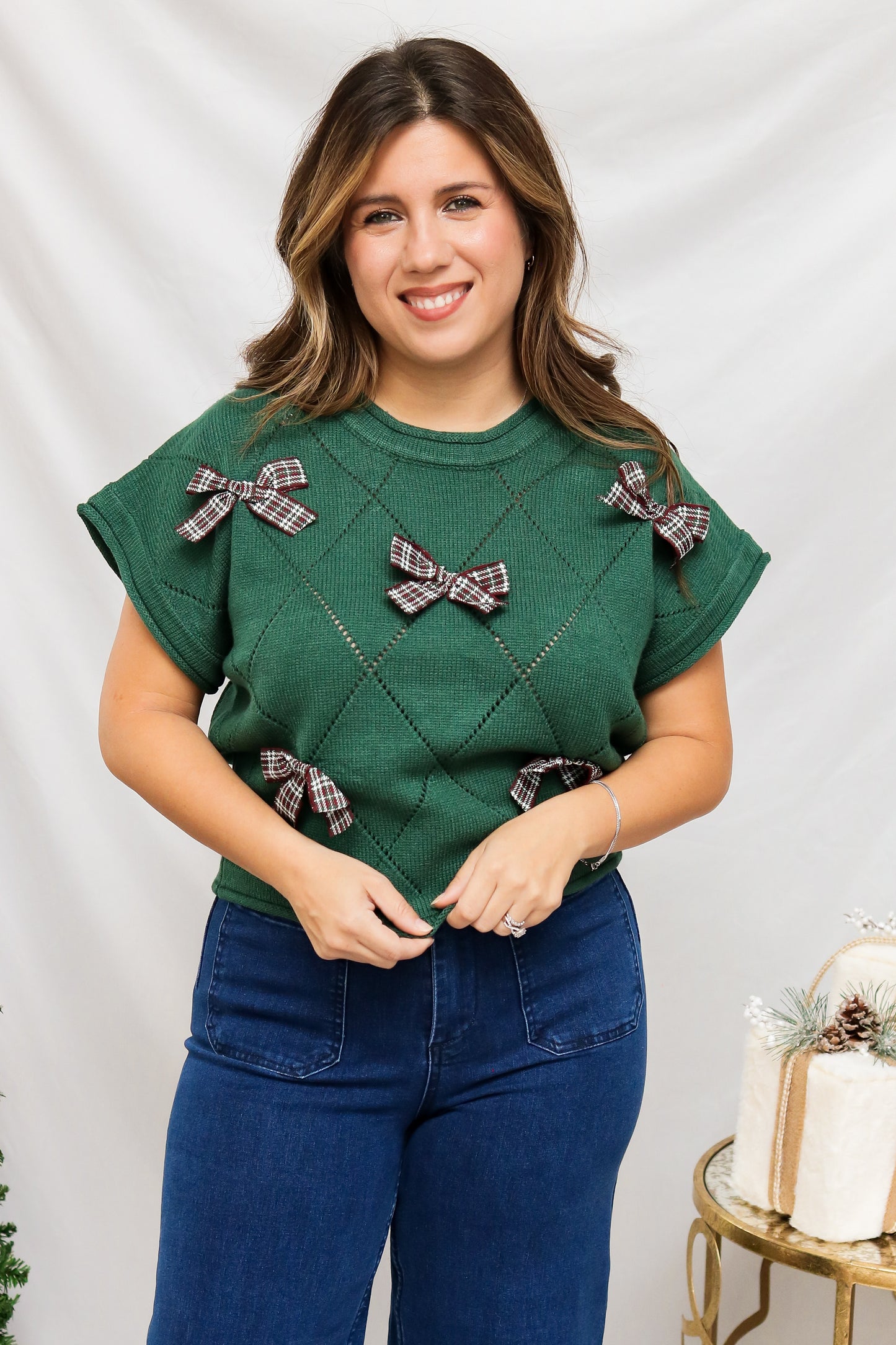 Bows For Christmas Sweater Top