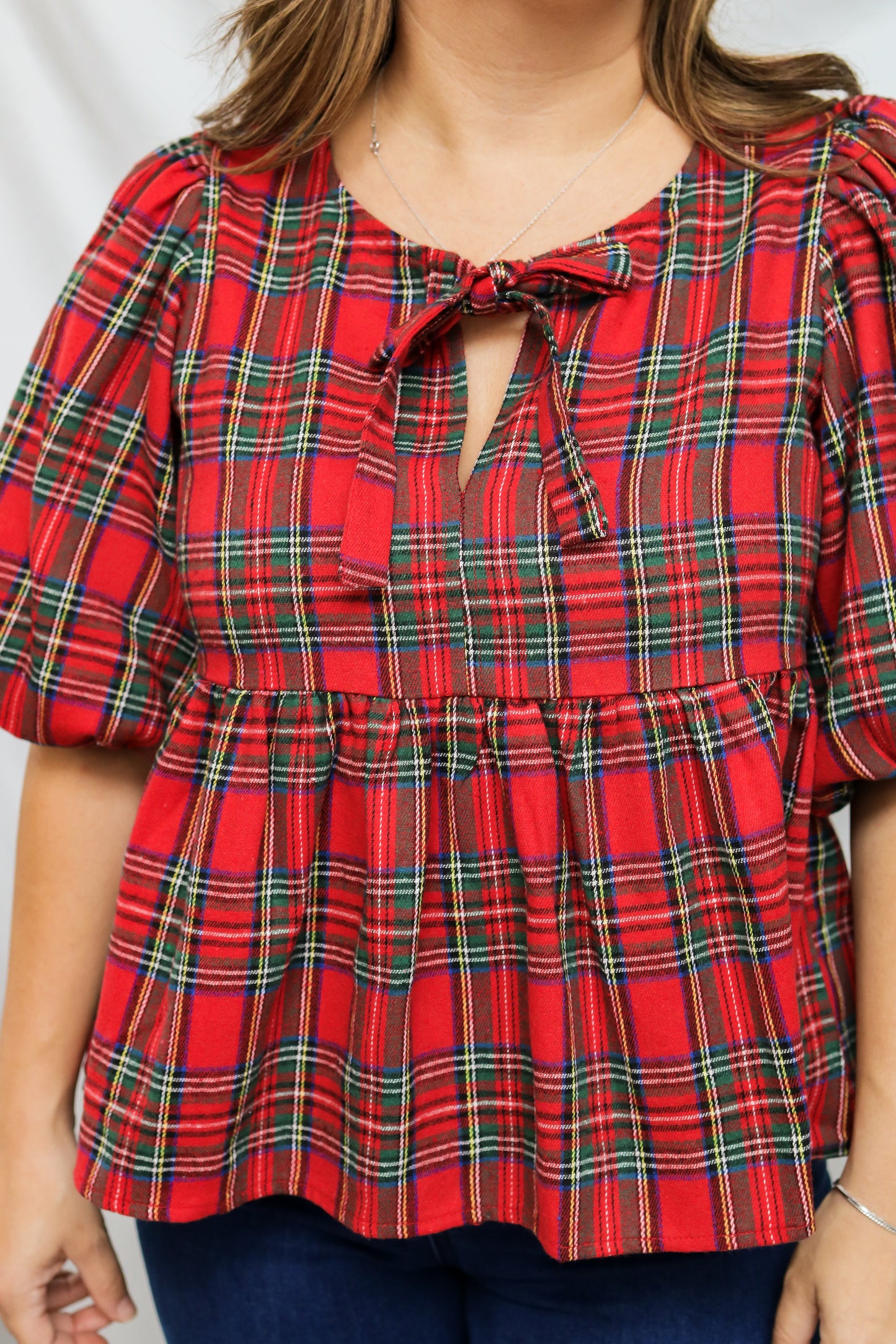 Very Merry Plaid Babydoll Top