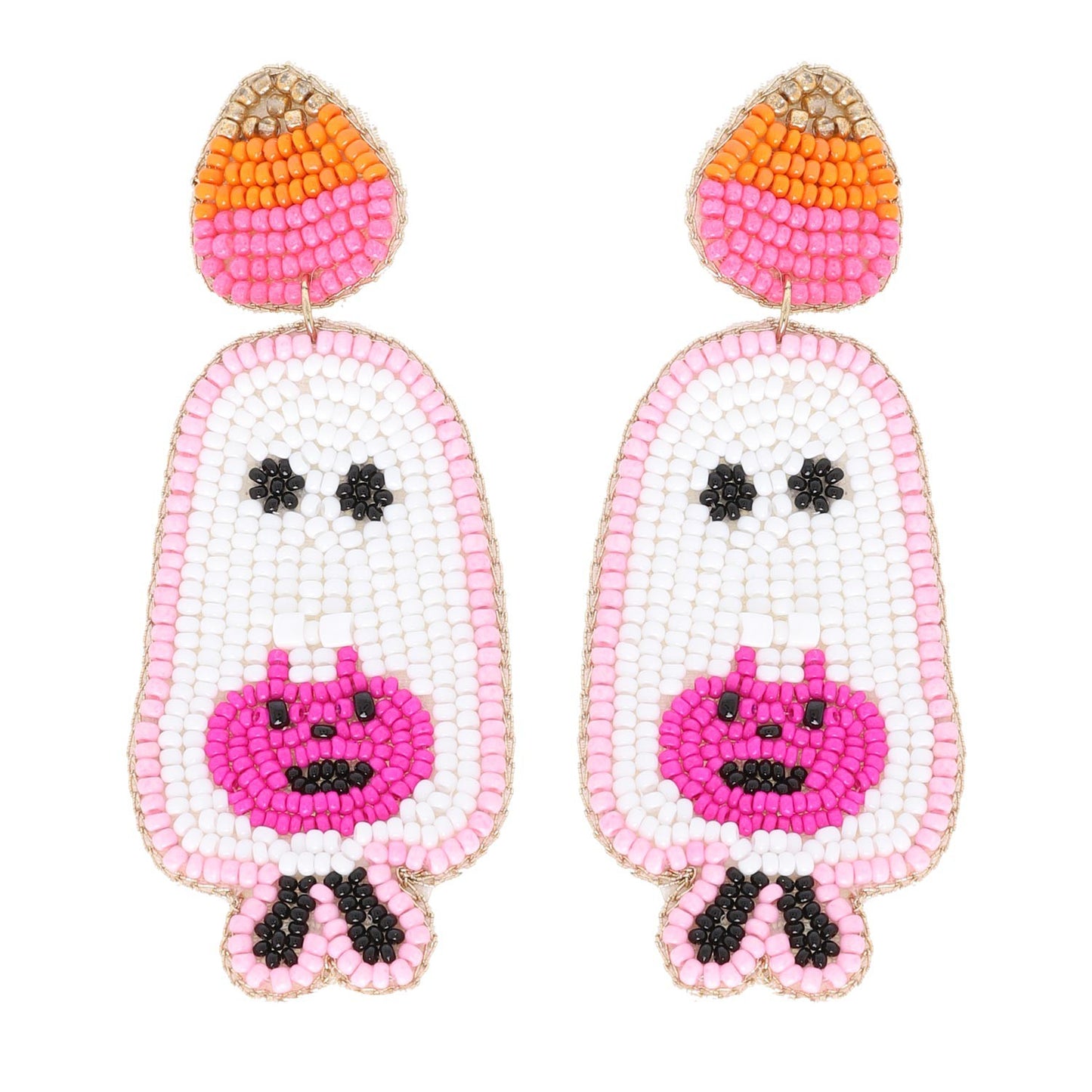 Trick Or Treat Ghost Beaded Earrings