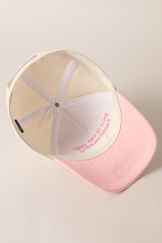 Put It On My Husband's Tab Embroidered Baseball Cap (pink)