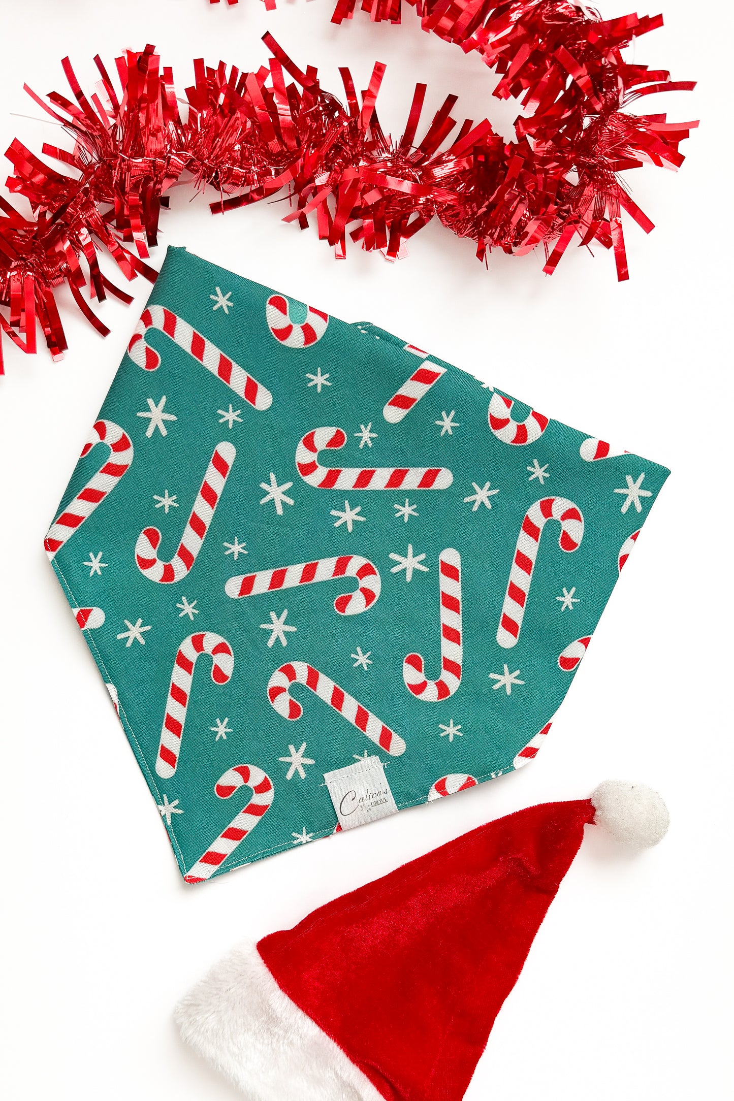 Candy Canes And Stars Bandana (teal)