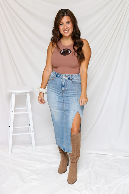 Game Time Sequin Football Top (coffee)
