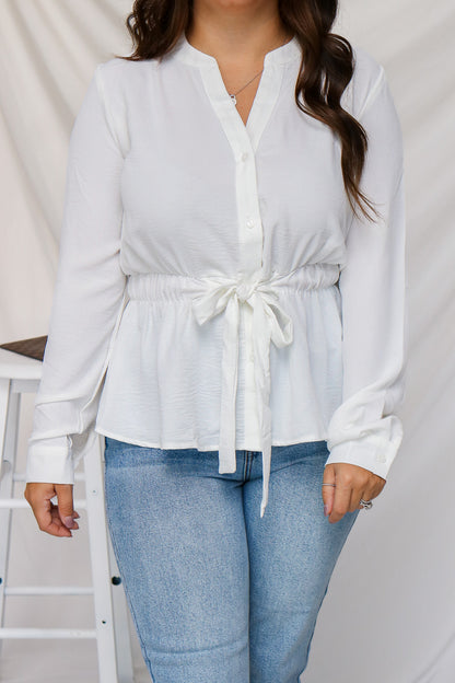 Everyday Chic Tie Front Top (off white)