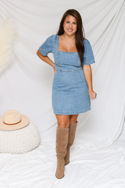 Take A Minute Denim Dress