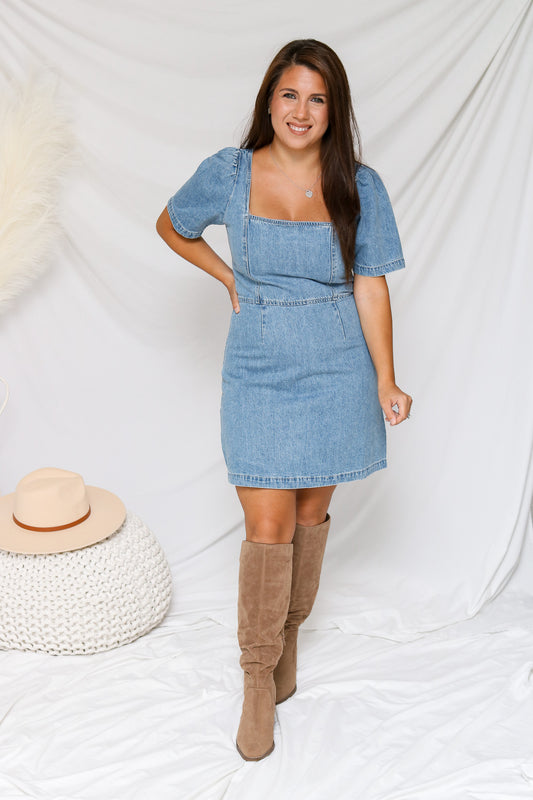 Take A Minute Denim Dress