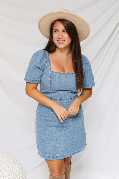 Take A Minute Denim Dress
