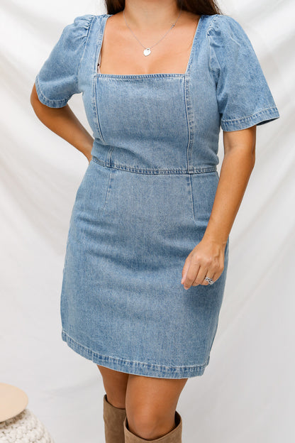 Take A Minute Denim Dress