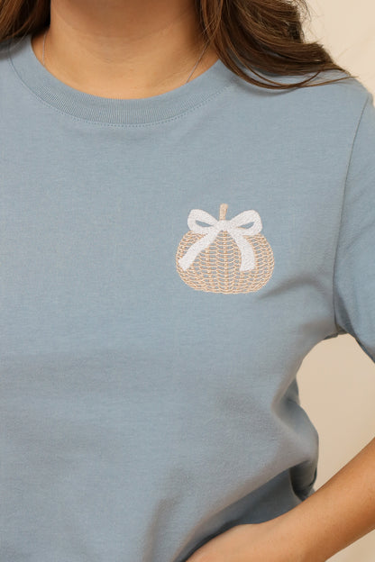 Woven Pumpkin Embroidered Top
