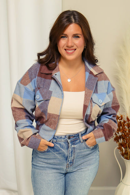 Back In Town Cropped Plaid Jacket