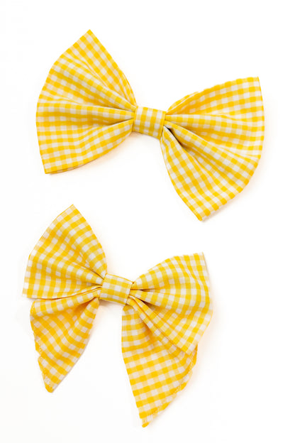 Yellow Plaid Pet Bow