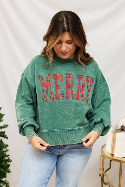 Merry Embroidered Pullover (green)