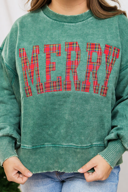 Merry Embroidered Pullover (green)
