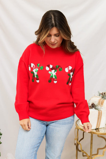 Candy Cane Sequin Sweater