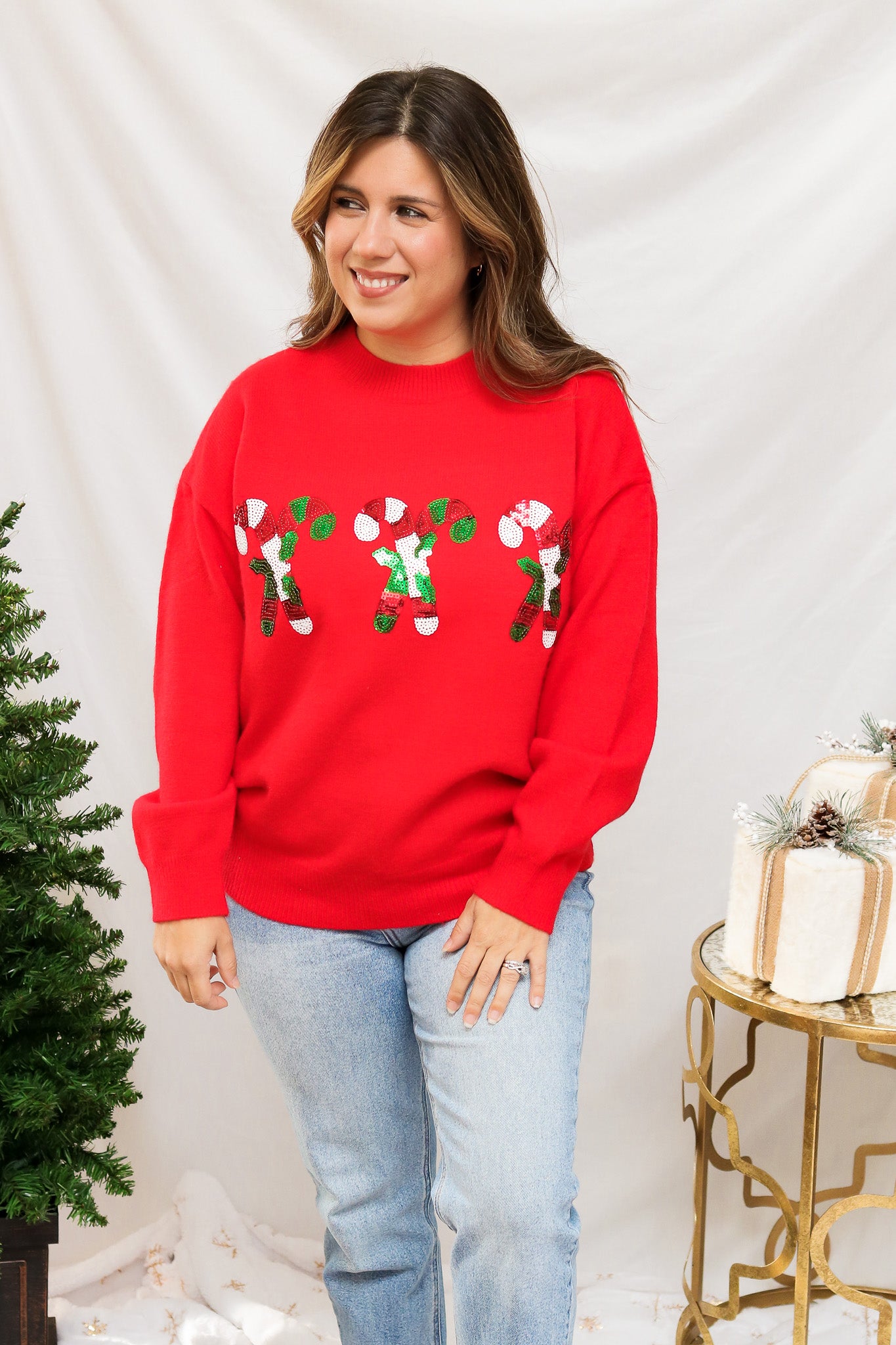 Candy Cane Sequin Sweater