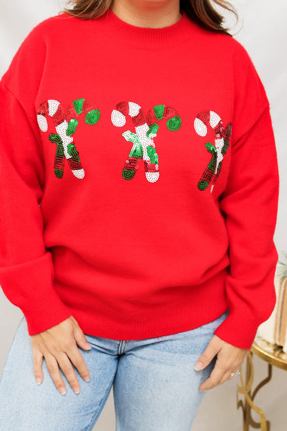 Candy Cane Sequin Sweater