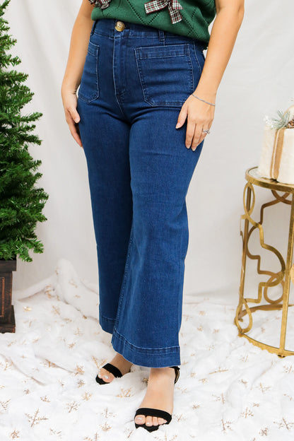 On My Way Wide Leg Jeans (dark denim)