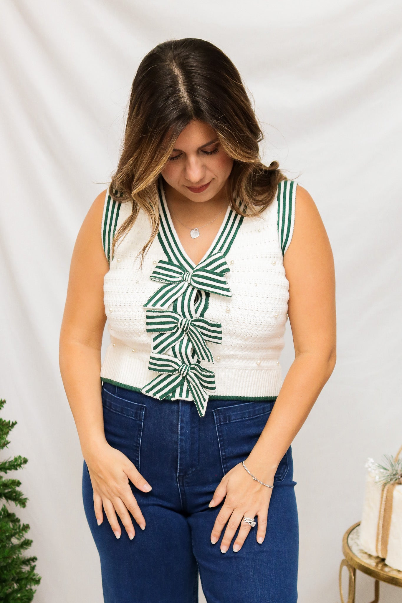 Bows And Pearls Sweater Vest