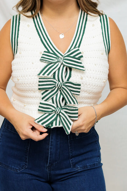 Bows And Pearls Sweater Vest
