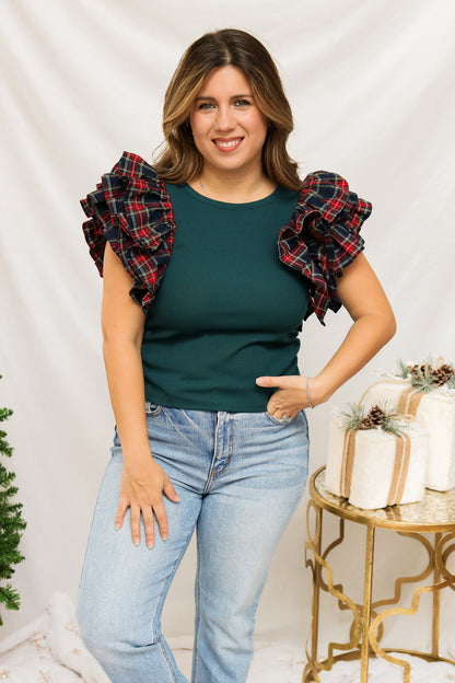 Mistletoe Ruffled Sleeve Top