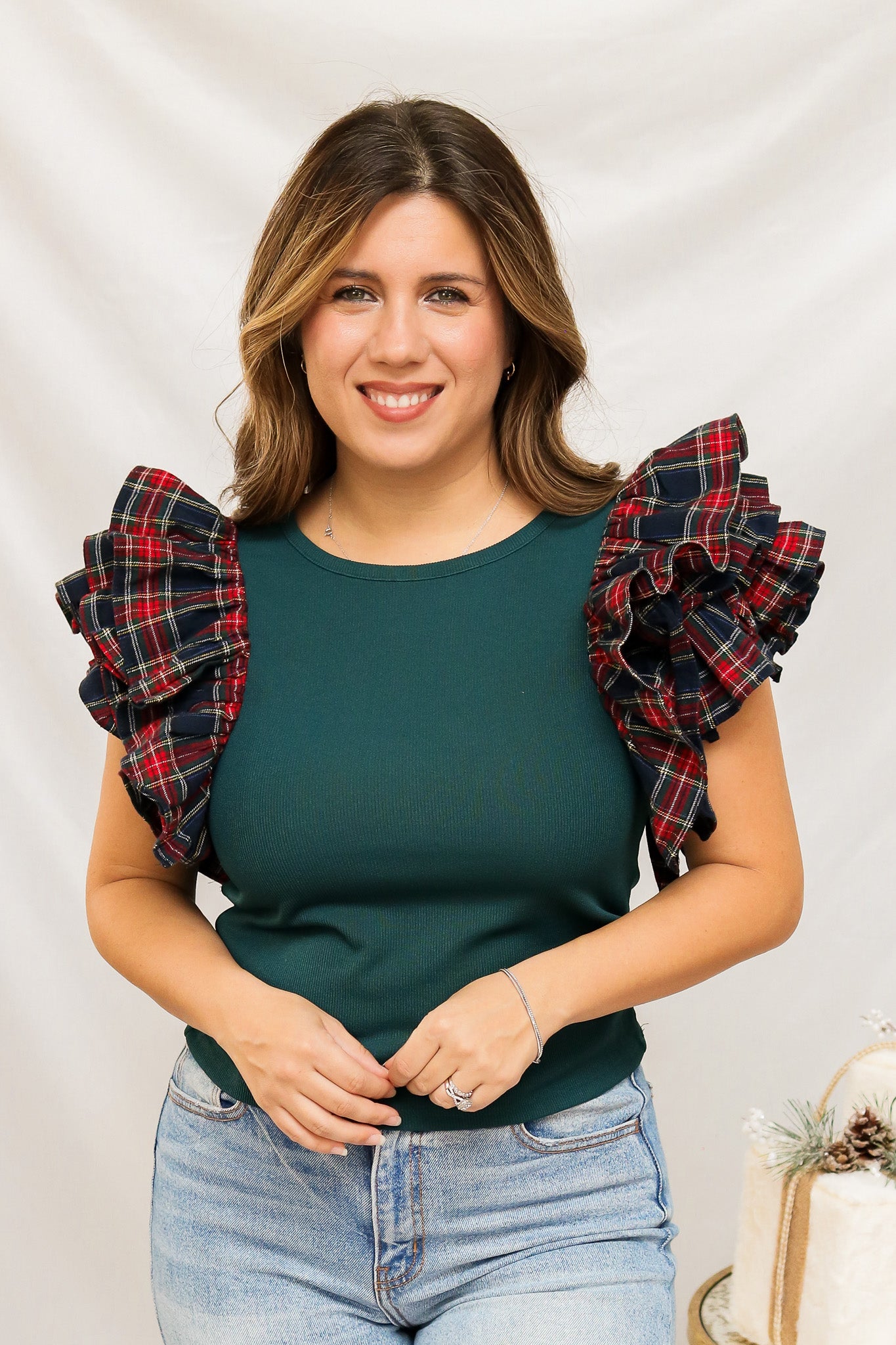 Mistletoe Ruffled Sleeve Top