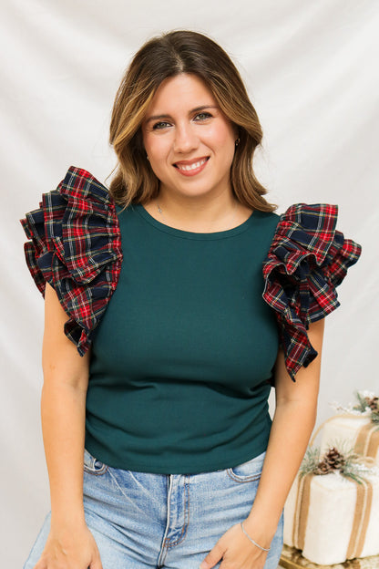 Mistletoe Ruffled Sleeve Top