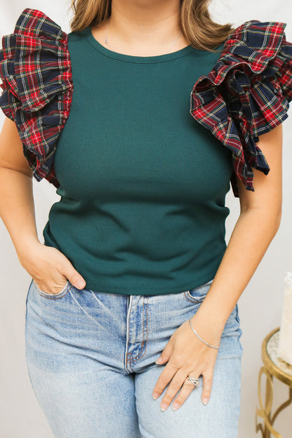 Mistletoe Ruffled Sleeve Top