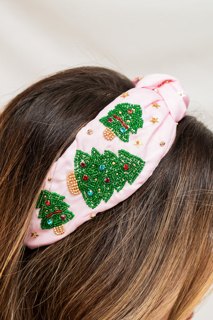 Pink Christmas Trees Knot Headband