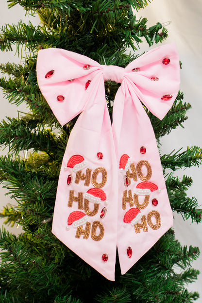 Ho Ho Ho Holiday Hair Bow (pink)