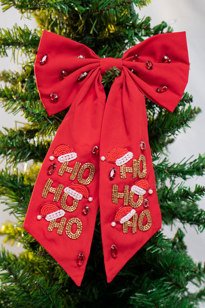 Ho Ho Ho Holiday Hair Bow (red)
