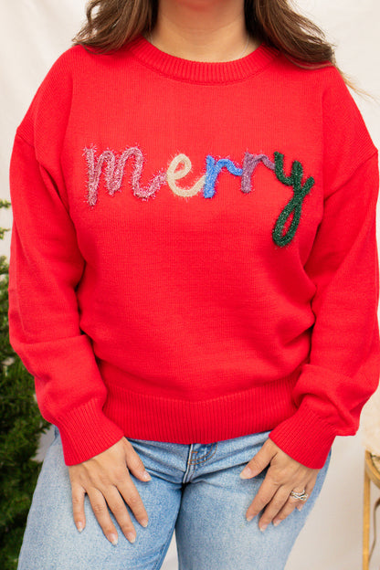 Merry Tinsel Red Sweater