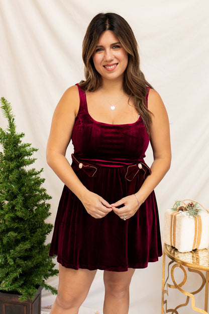 City Lights Velvet Bow Dress